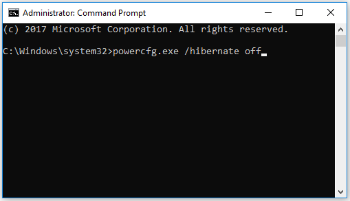 type powercfg.exe /hibernate off