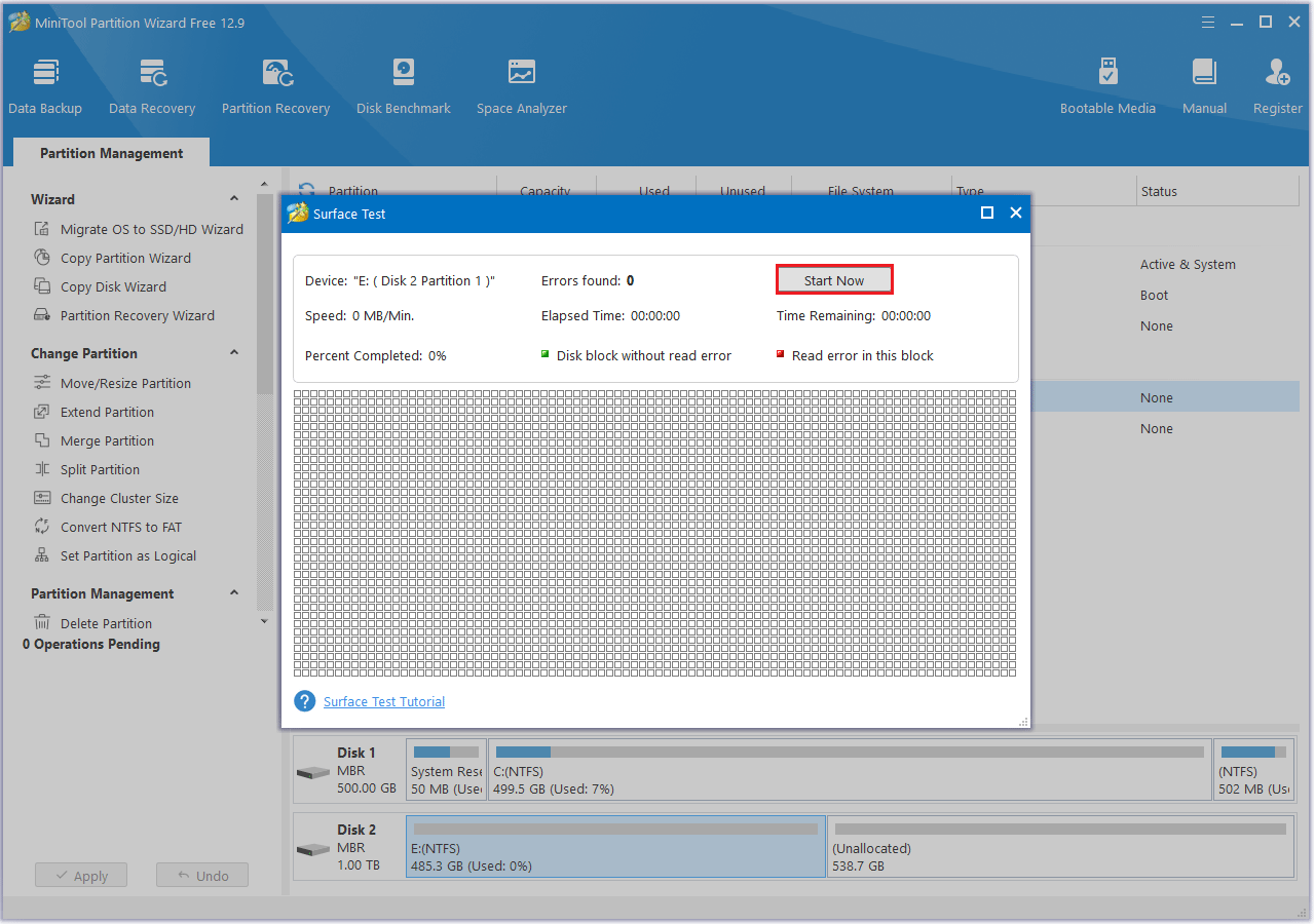 click Start Now in MiniTool Partition Wizard