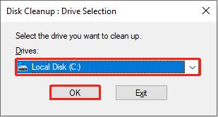 select the drive to clean up