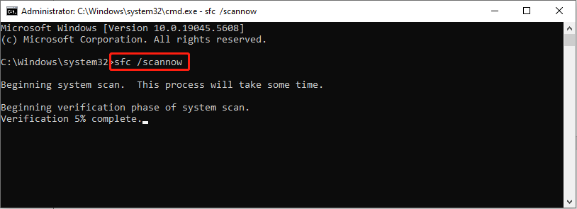 run the SFC command line to repair corrupted system files