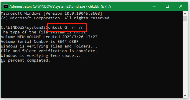 run CHKDSK command to check SD card