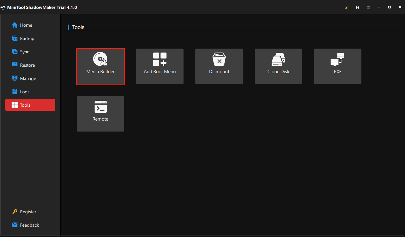 cliquez sur le bouton Media Builder