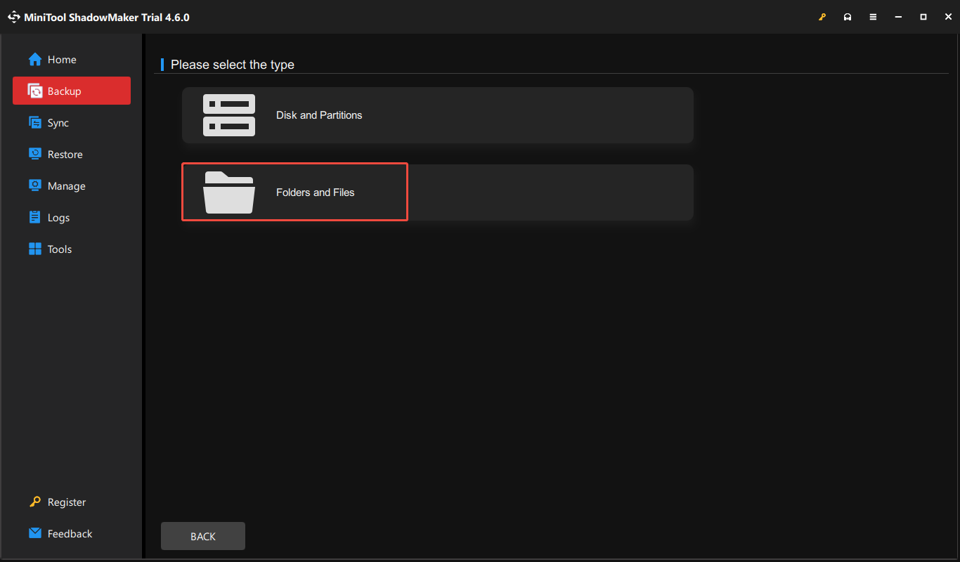 click Folders and Files