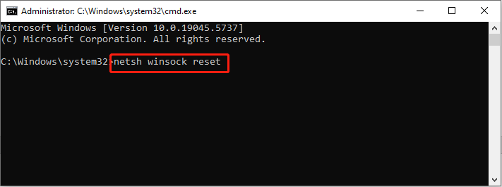 run the netsh winsock reset command line