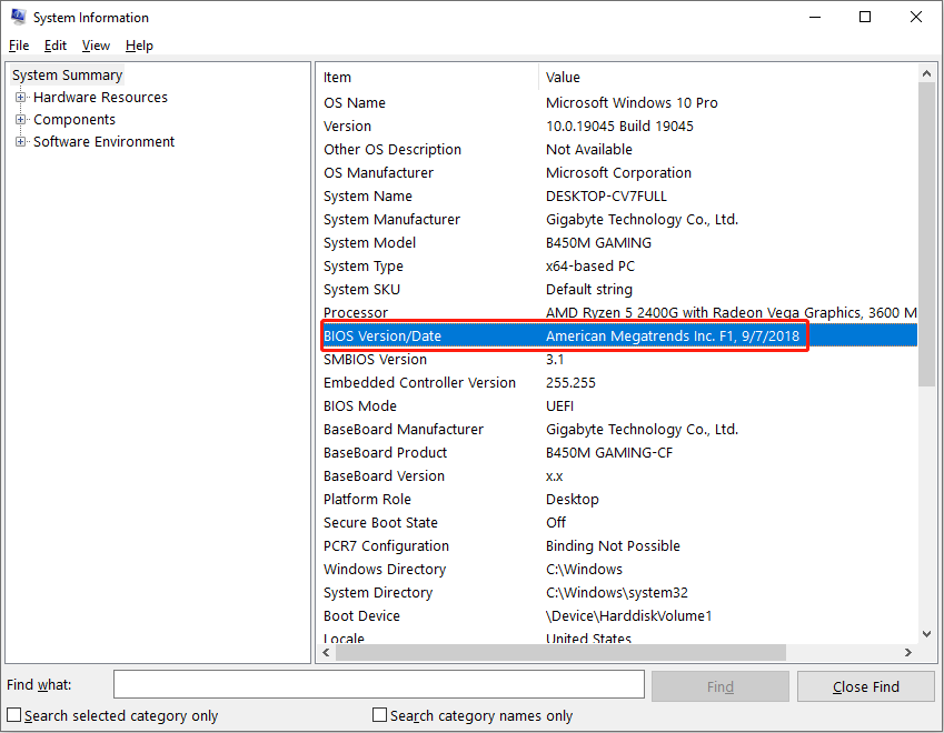 check the BIOS Version/Date in System Information