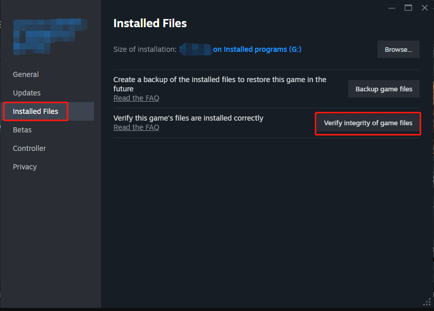 Verify integrity of CS2 game files in Steam