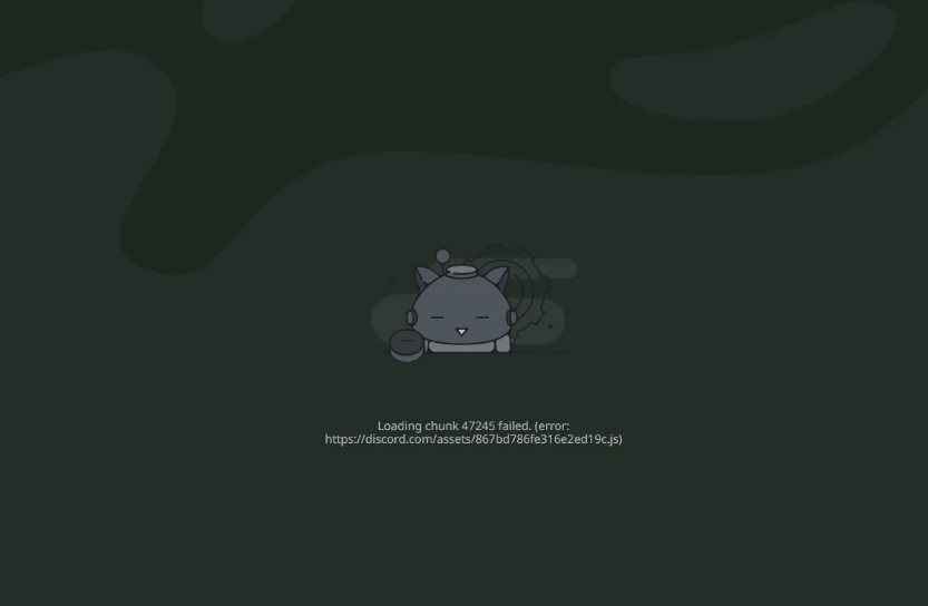 Discord loading chunk failed error interface
