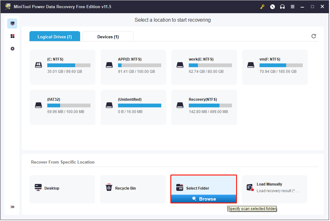 scanner le dossier spécifique