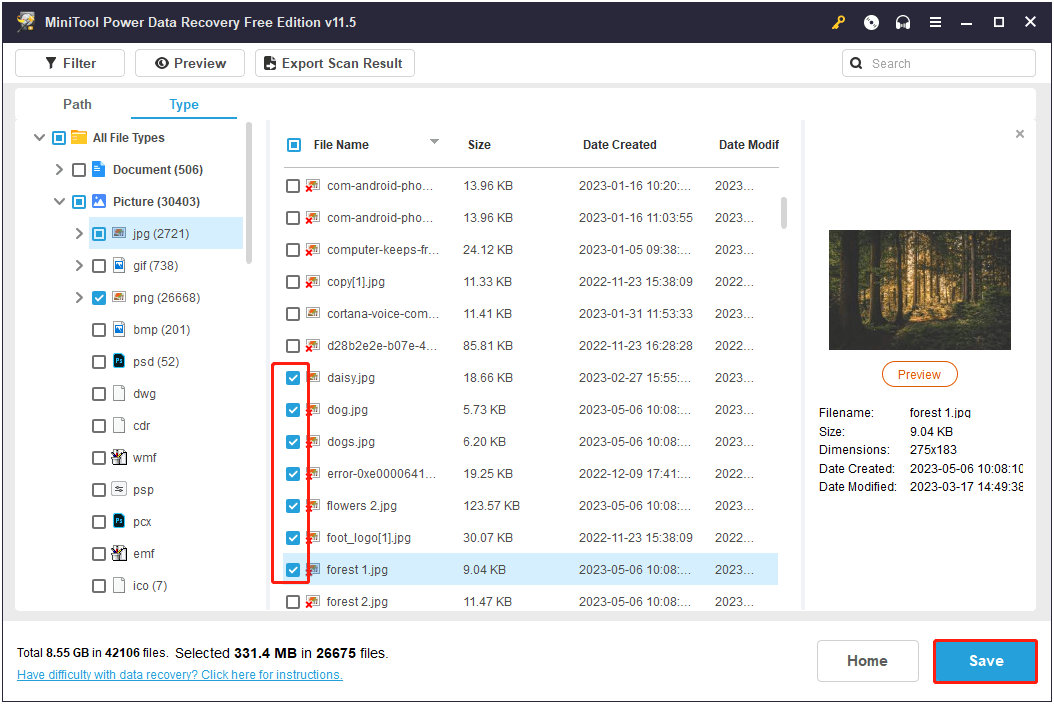 enregistrer toutes les images nécessaires