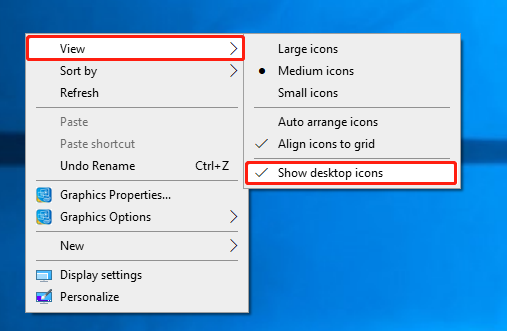 afficher les icônes du bureau