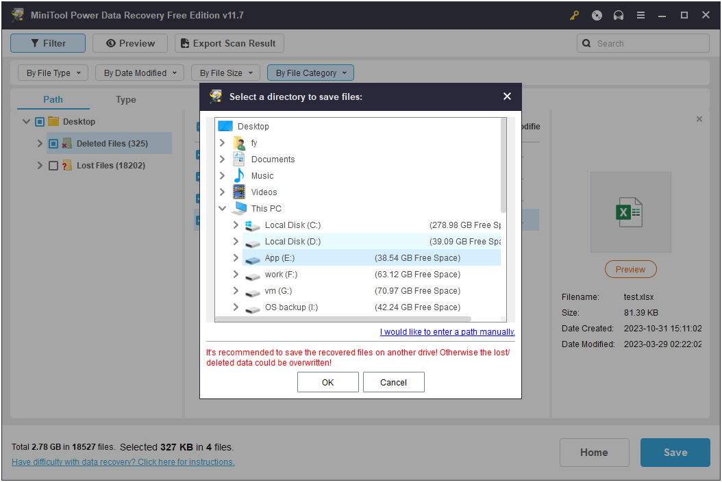 enregistrer les fichiers sélectionnés