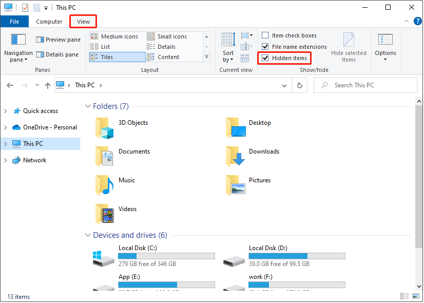 afficher les fichiers cachés