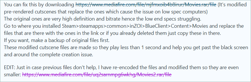 inZOI black screen fix from Reddit