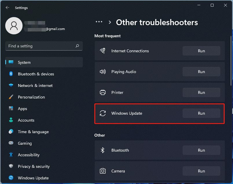 định vị Windows Update