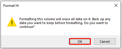 click OK to confirm the operation