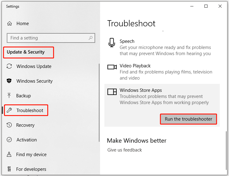 Ejecute el solucionador de problemas