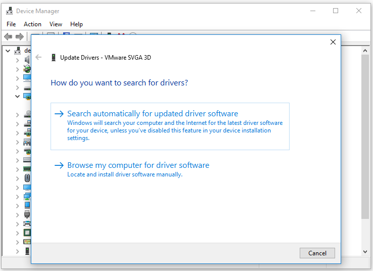 Elija un método de actualización del controlador