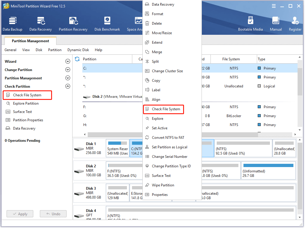 Compruebe el sistema de archivos