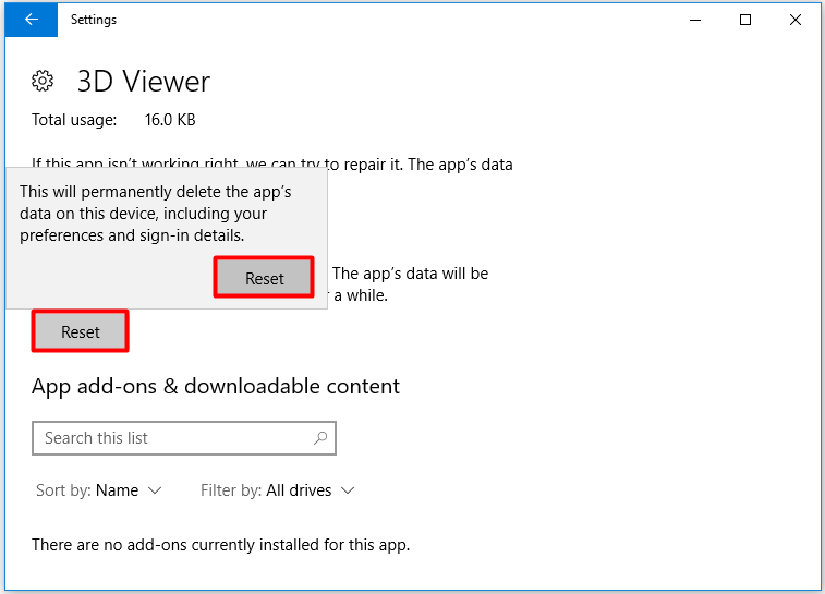 Haga clic en Restablecer