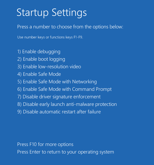 Mode sans échec de Windows 10