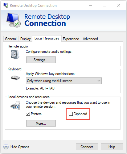 uncheck the Clipboard box