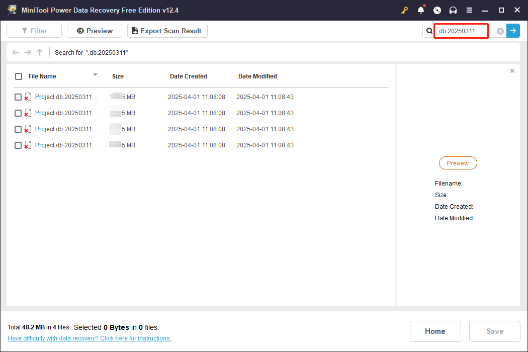 search the Davinci Resolve project with its file name