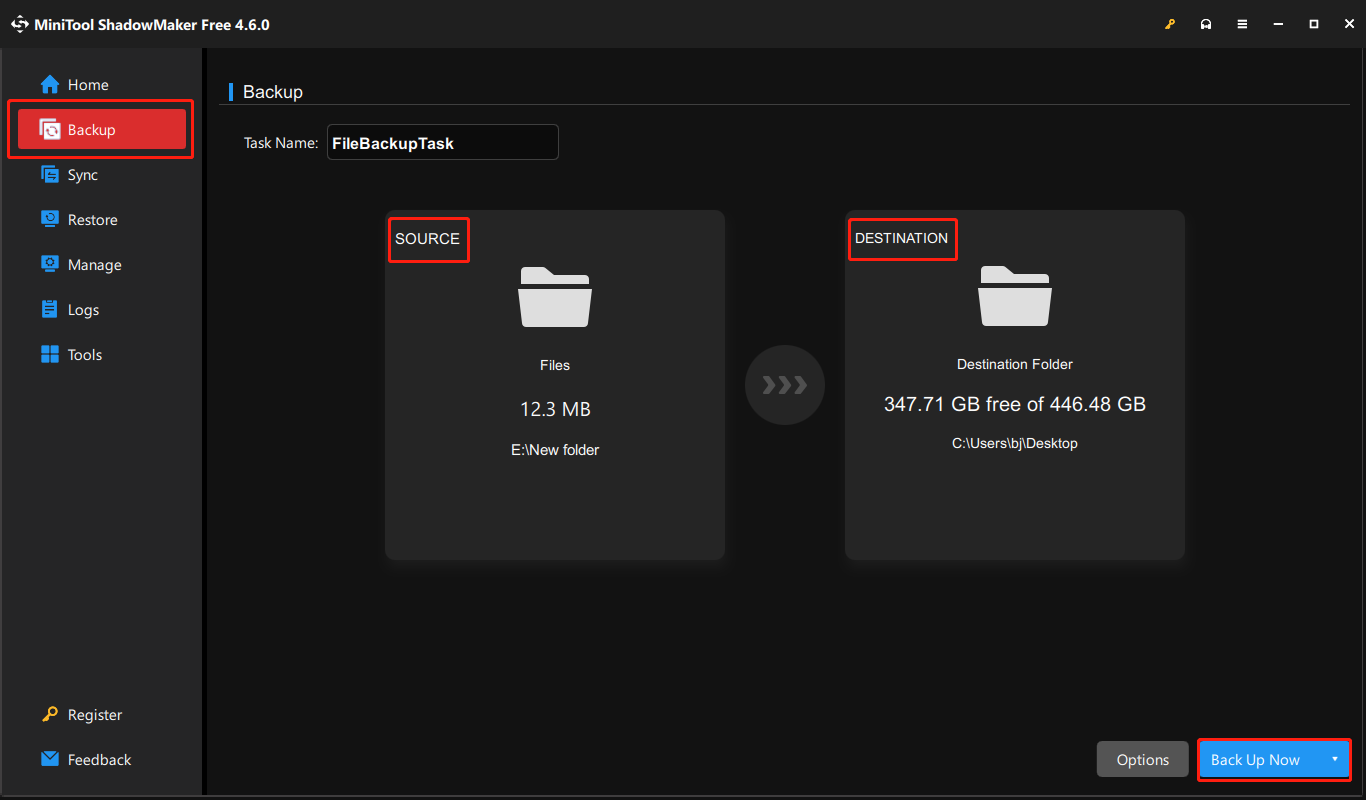 back up data using MiniTool ShadowMaker