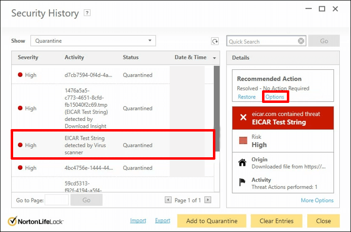 choose the wanted files and click Option in the right panel