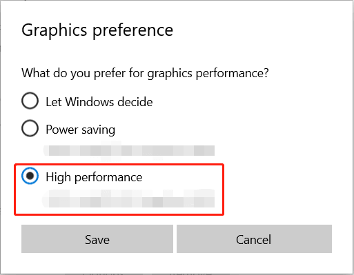 tick the High performance option