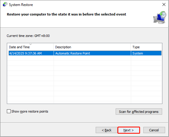 perform a system restore