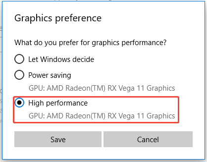 hit High performance to run the game on a dedicated graphics card
