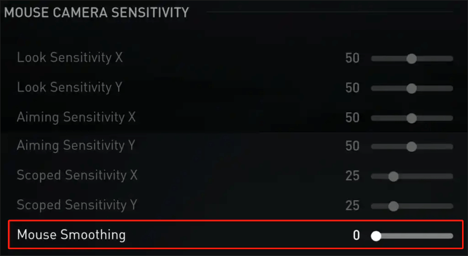 set the Mouse smoothing value to 0