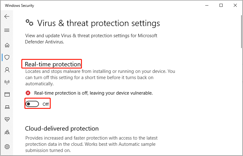 disable the Antivirus
