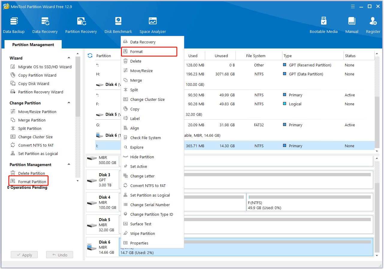 select Format Partition
