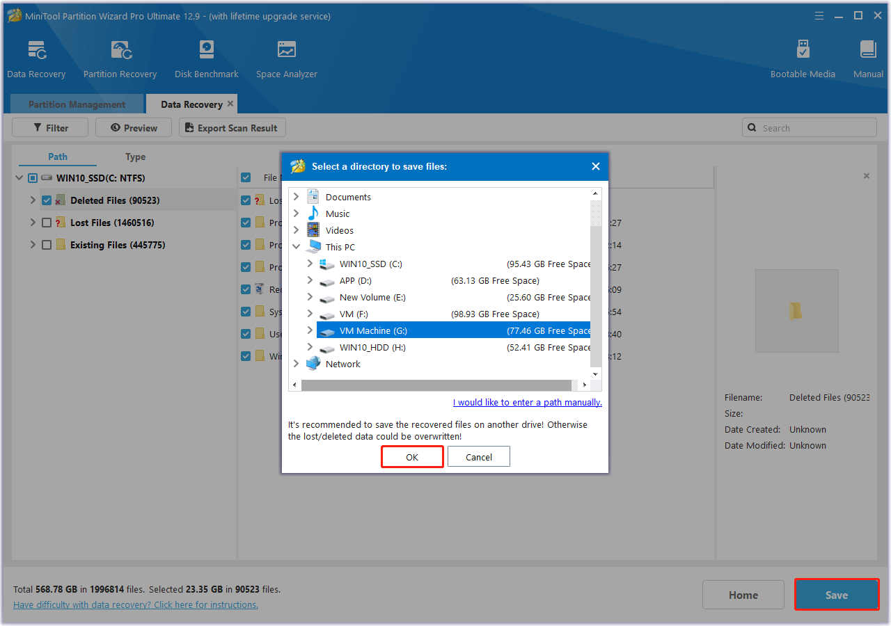 click Save in MiniTool Partition Wizard