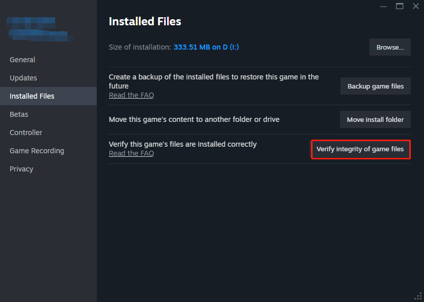 hit Verify integrity of game files