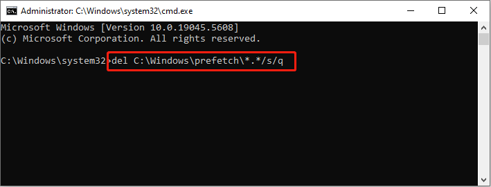 run the del command line to delete prefetch files