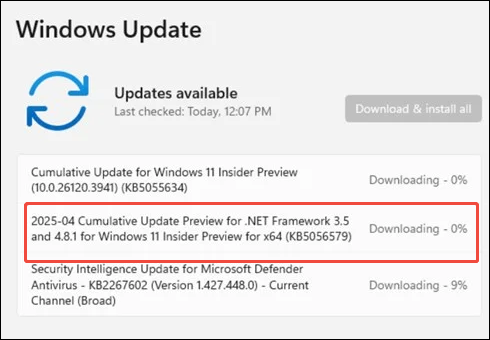 download and install KB5056579