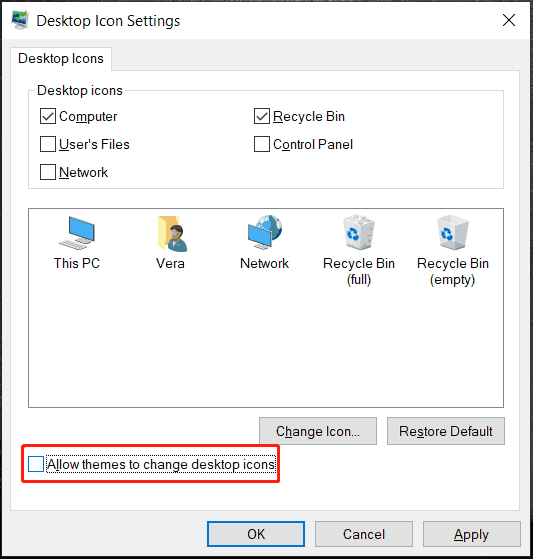 do not allow themes to change desktop icons