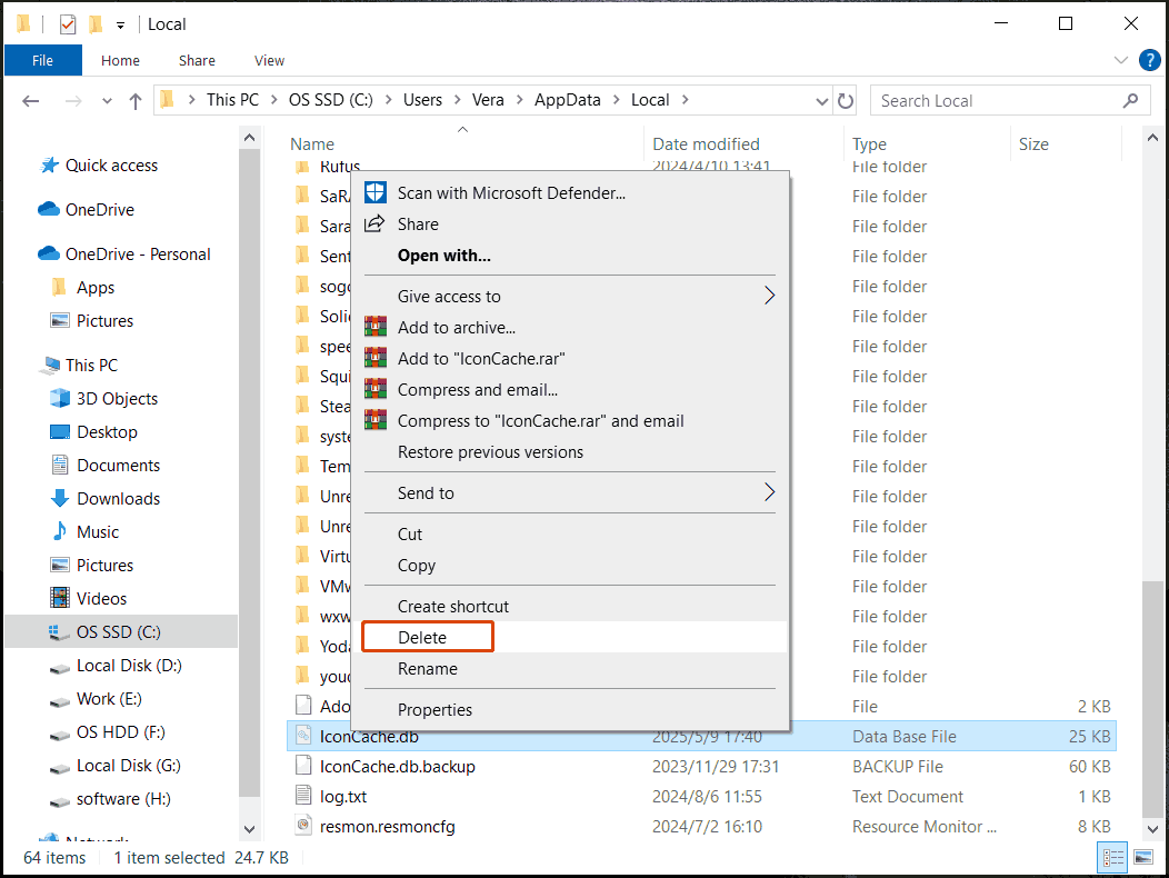 delete IconCache.db