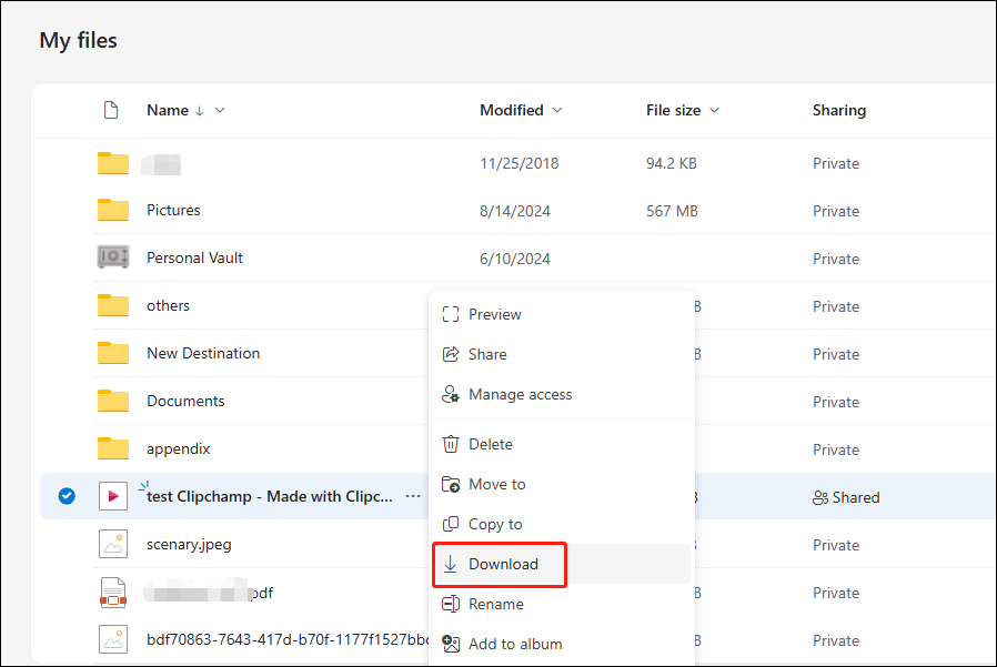 redownload the file from OneDrive