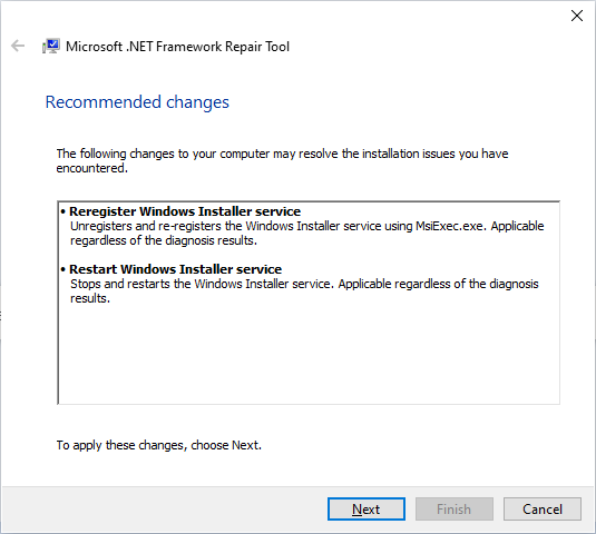 Alt= run the Microsoft .NET Framework Repair tool