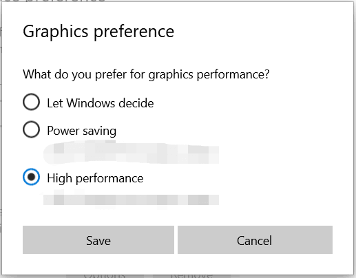 set high performance as graphics preference