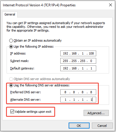 change the settings