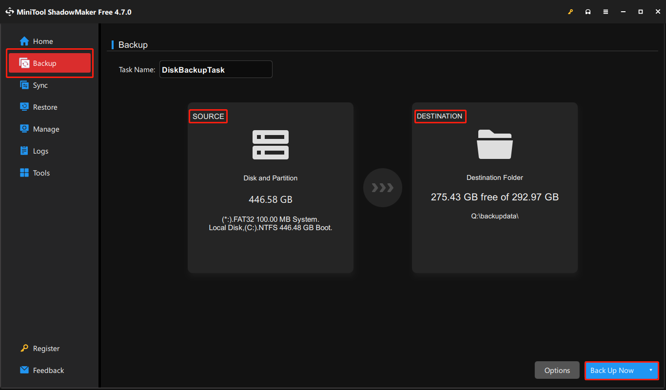 back up game saved files using MiniTool ShadowMaker
