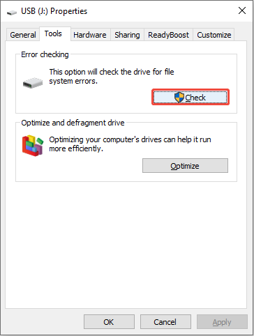 click the Check button