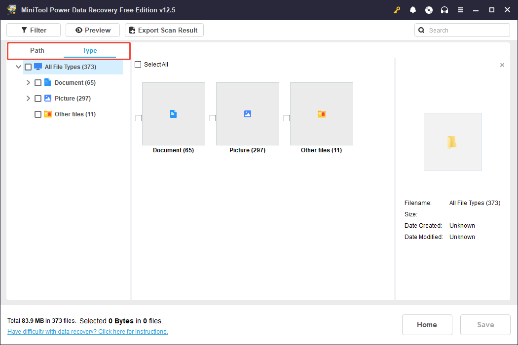 the Path and Type features