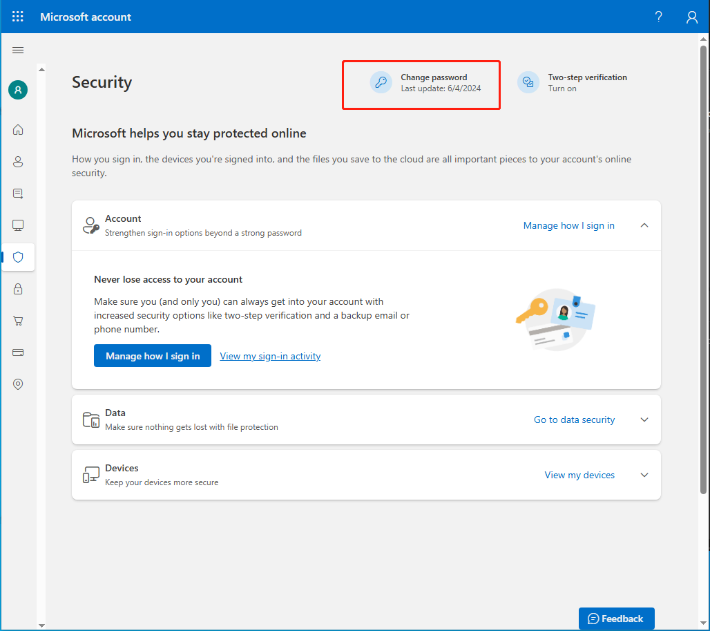 select Change password