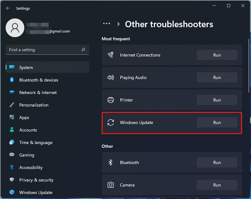 click on Run to start troubleshooter