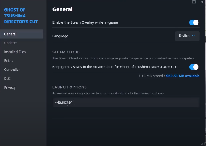 type -launcher in the box